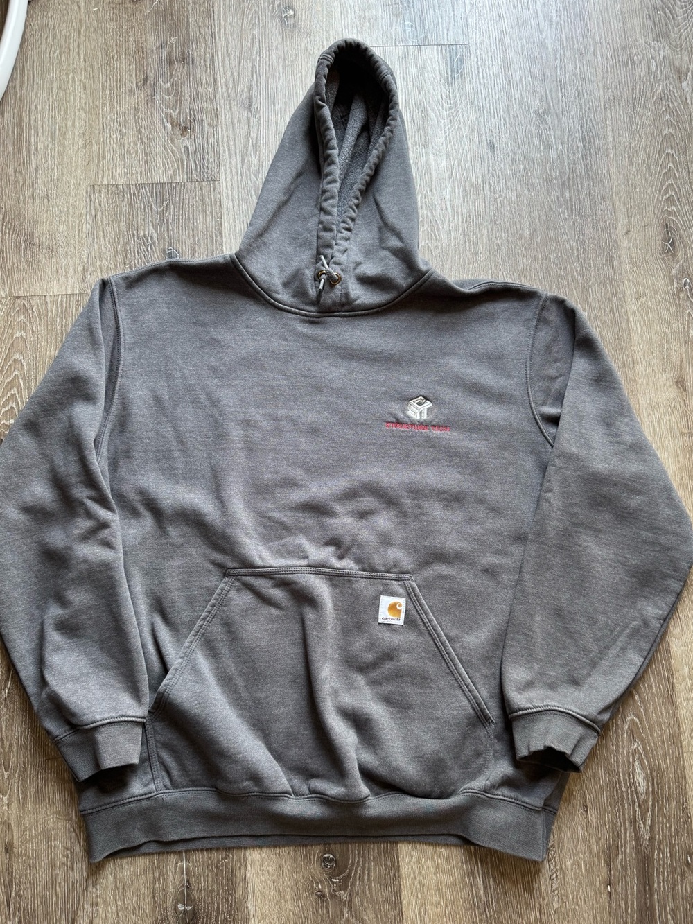 Carhartt Men’s Charcoal‎ Gray Hooded Sweatshirt with Small Logo(179)